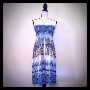 Strapless blue dress